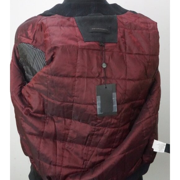 John Varvatos Sheepskin Leather Dark Blue Bomber Zip Jacket Sz M Brand New - Picture 4 of 7